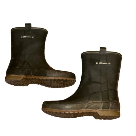 TRETORN Womens Rain Boots ELSA Gray Green Rubber Waterproof Mid Calf Snow Lined - Picture 1 of 5